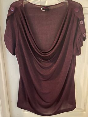 Torrid Plum Drape Neck Short Sleeve Top Size 1